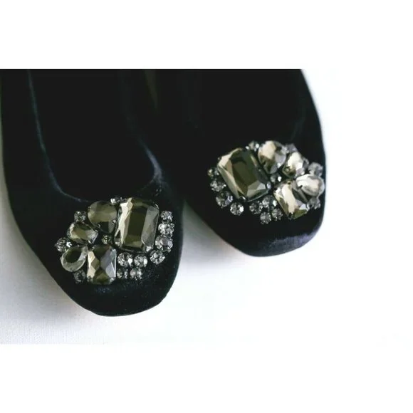 Talbots Velvet Holiday Rhinestone Detail Festive Pretty Flats 6.5 - Picture 5 of 5